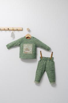 Set 2 piese cu bluzita si pantalonasi de iarna king, tongs baby (culoare: verde, marime: 24-36 luni)