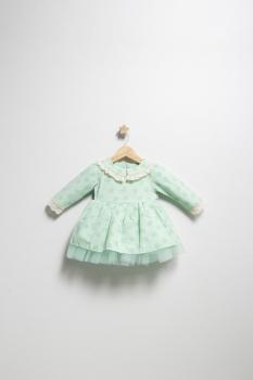 Rochita eleganta pentru fetite elbise, tongs baby, cu tulle si volane (culoare: verde, marime: 6-9 luni)