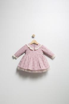 Rochita eleganta pentru fetite elbise, tongs baby, cu tulle si volane (culoare: roz, marime: 6-9 luni)