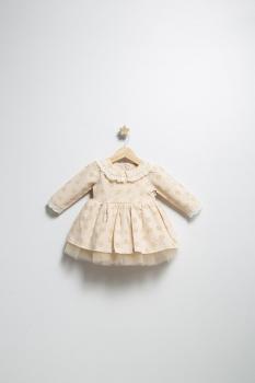 Rochita eleganta pentru fetite elbise, tongs baby, cu tulle si volane (culoare: crem, marime: 6-9 luni)