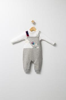 Set cu salopeta si bluzita pentru bebelusi mountain, tongs baby (culoare: gri, marime: 6-9 luni)