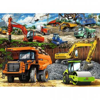 Puzzle vehicule de constructii, 100 piese