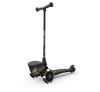 Trotineta copii pliabila cu roti luminoase, suport jucarie, highwaykick 2 black gold limited, 2 ani +, pana la 50 kg, scoot  ride