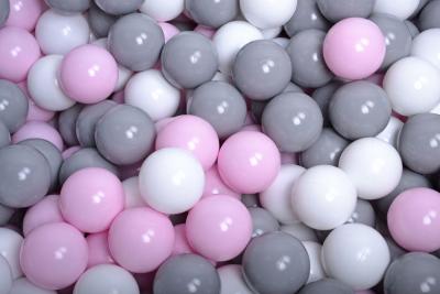 Meowbaby    set bile din plastic pentru centru de joaca 7cm, 200 buc: gri   roz pastel   alb