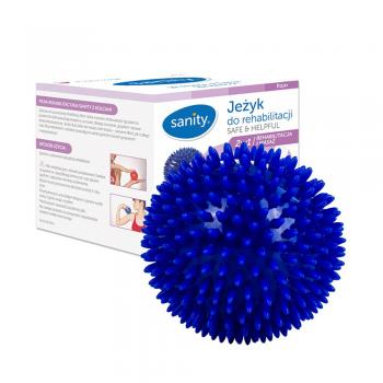 Minge Sanity Safe & Helpful, 2 in 1, pentru reabilitare si masaj, 10 cm, tip arici, Bleumarin