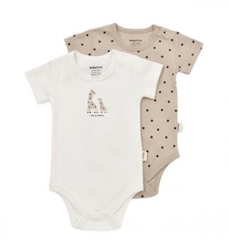 Set 2 body-uri bebe unisex girafa, baby cosy, 100% bumbac organic (marime: 0-3 luni)