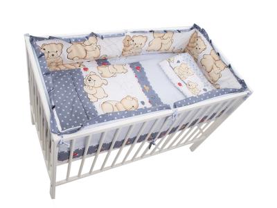 Lenjerie MyKids Teddy Friends Gri 4+1 Piese M1 120x60