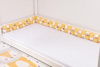 Aparatori cuburi pentru pat casuta montesorri 90x200 cm model albinute galben