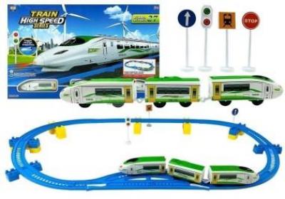 Set circuit tren cu baterii, pentru copii, leantoys, 5151, 257 cm