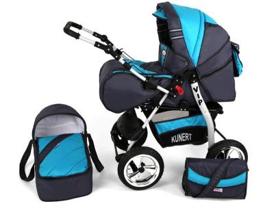 Carucior Copii 3 In 1 Kunert Volver Gri Albastru