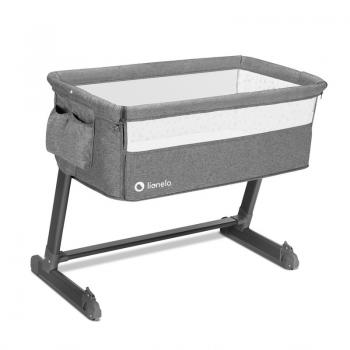 Lionelo - patut co-sleeper theo 2 in 1, cu setare unghiulara, reglabil in 5 pozitii pe inaltime, conform cu standardele europeane de securitate en1130 si en16890, grey stone