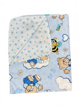 Paturica din panza de bumbac pt bebeluși ursi cu albine albastru