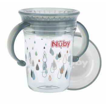 Nuby - cana cu manere, 360°, din materialul ecologic tritan, rezistenta, 240 ml, 6 luni+, gri