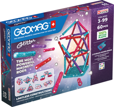 Set constructie magnetic geomag glitter 60 buc  536