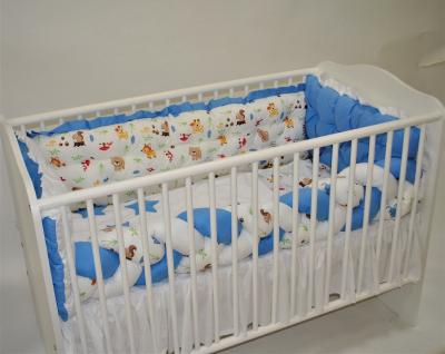 Set lenjerie patut bebe cu impletitura 120x60 cu 6 piese albastru