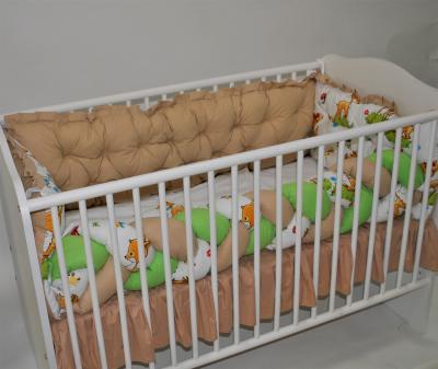 Set lenjerie patut bebe cu impletitura 120x60 cu 6 piese leu cappucino