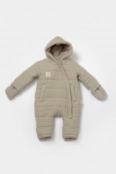 Salopeta de iarna pentru bebelusi, winter muselin, 100% bumbac - verde, babycosy (marime: 9-12 luni)