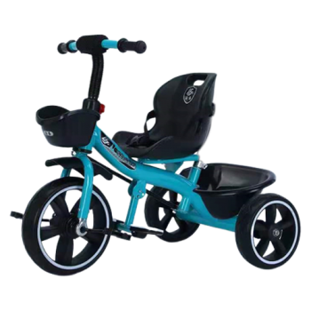 Tricicleta cu pedale, 2 - 6 ani, Albastru, Sezut reglabil, 2 cosuri depozitare