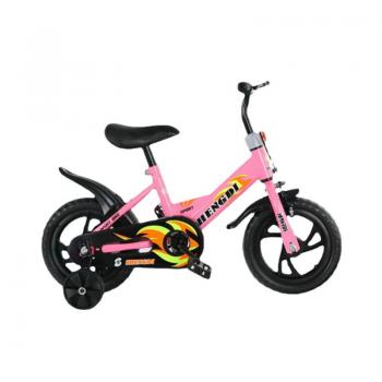 Bicicleta cu roti ajutatoare, 2 - 6 ani, 12", Roz, Frane, Sezut reglabil