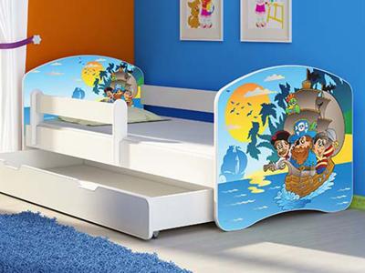 Patut Tineret MyKids Pirates cu Sertar si Saltea 140x70