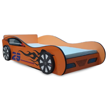 Pat in forma de masina, Orange Car, 180x80 cm