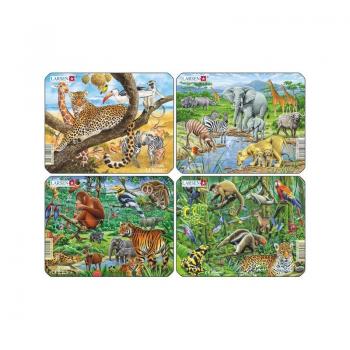 Set 4 Puzzle-uri Animale Exotice, 11 piese Larsen LRZ8