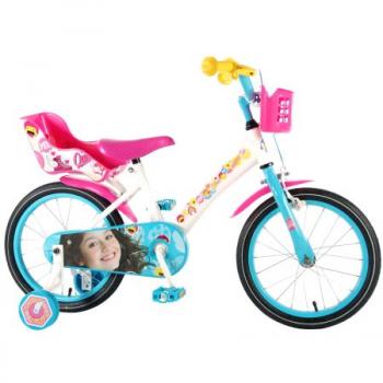 Bicicleta pentru fete 16 inch, cu scaun pentru papusi, roti ajutatoare si cosulet, Soy Luna