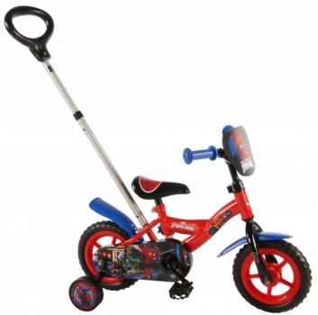 Bicicleta pentru baieti 10 inch, cu maner si roti ajutatoare, Spiderman