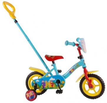 Bicicleta 10 inch, cu roti ajutatoare si maner, Teletubbies