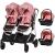 Carucior gemeni Chipolino Duo Smart 3 in 1 flamingo