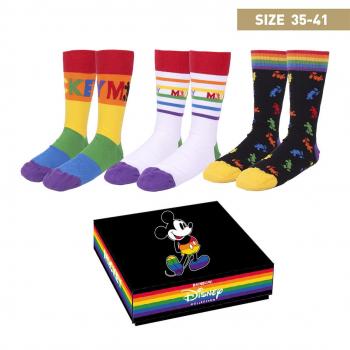 Set 3 perechi sosete mickey mouse rainbow, 35-41