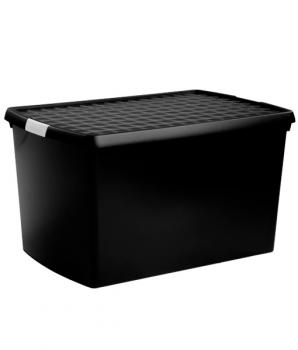 Set cutii depozitare cu capac diy recycled 62 litri, neagra - set 3 bucati