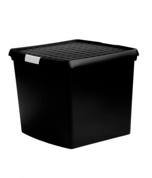 Set cutii depozitare cu capac diy recycled 37 litri, neagra - set 2 bucati