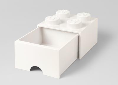Cutie depozitare lego 2x2 cu sertar, alb