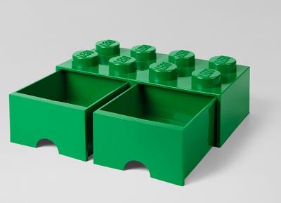 Cutie depozitare lego 2x4 cu sertare, verde
