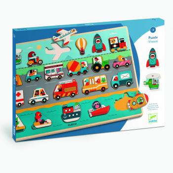 Puzzle lemn vroom-vroom, djeco