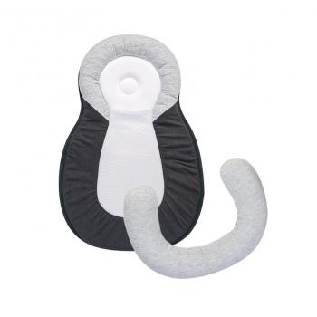 Suport de somn 2 in 1, anti plagiocefalie si antireflux, sustine vertebra cervicala, tesatura respirabila, cu insertie detasabila, sweet dreams, gri