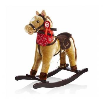 Calut balansoar din plus, free2play, cu esarfa si manere, cu sunete specifice si de galop, 74x30x64 cm, brown