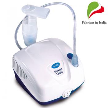 Aparat de aerosoli cu compresor Sanity Inhaler Simple, MMad 2.44 μm, compact si dimensiuni reduse, geanta de transport, alb