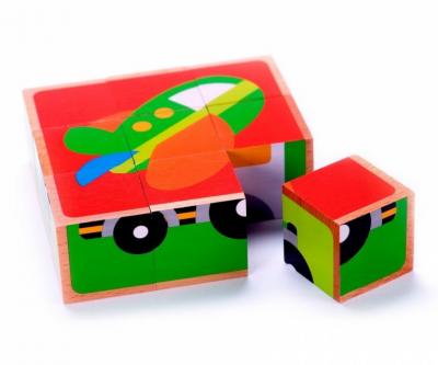 Tooky Toy Cuburi puzzle mijloace de Transport