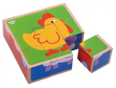 Tooky Toy Cuburi Puzzle Animale De La Ferma