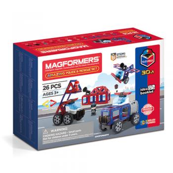 Set magnetic de construit- magformers, masini de interventie