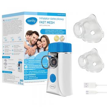 Aparat aerosoli Sanity Fast Mesh, pentru copii si adulti, portabil, capacitate cupa 10 ml, cablu...