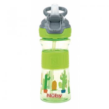 Cana sport, nuby, cu pai moale si pliabil, din materialul ecologic tritan, rezistenta, 360 ml, 3+ ani, verde