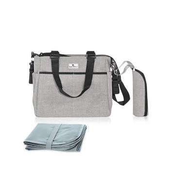 Geanta accesorii bebelusi maya, compartimentata, grey
