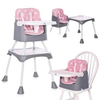 Scaun de masa inalt pentru copii, trick, convertibil 3in1, pink bears