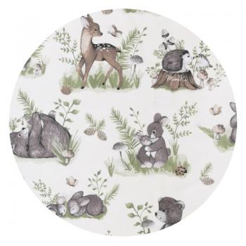 Perna bebelusi, MimiNu, Ursulet, Multifunctionala, Cu doua fete, Tesatura pufoasa minky si bumbac, Materiale certificate Oeko Tex Standard 100, Design, Minky Calm Forest Natural