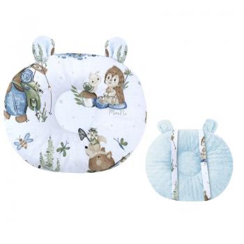 Perna bebelusi, miminu, ursulet, multifunctionala, cu doua fete, tesatura pufoasa minky si bumbac, materiale certificate oeko tex standard 100, design, minky let\'s go blue