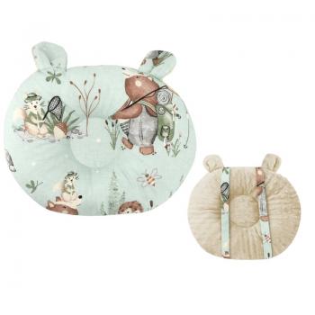Perna bebelusi, miminu, ursulet, multifunctionala, cu doua fete, tesatura pufoasa minky si bumbac, materiale certificate oeko tex standard 100, design, minky let\'s go natural
