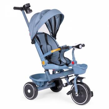 Tricicleta 2 in 1 pentru copii, scaun rotativ 360°, roti din spuma eva, ecotoys wql-066-18 - albastru